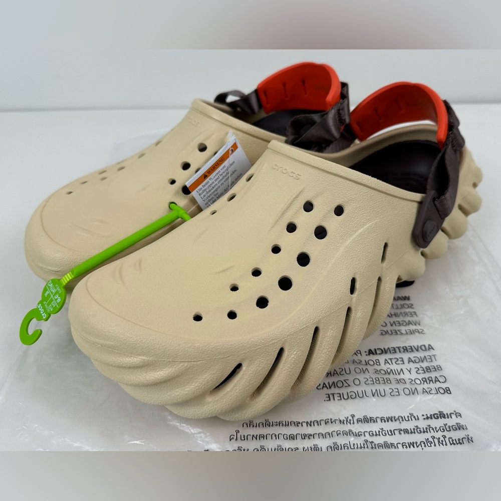 Crocs Echo Clog Sesame Tan Men’s Size 12 Shoes Sandals 207937-0HX NEW NWT